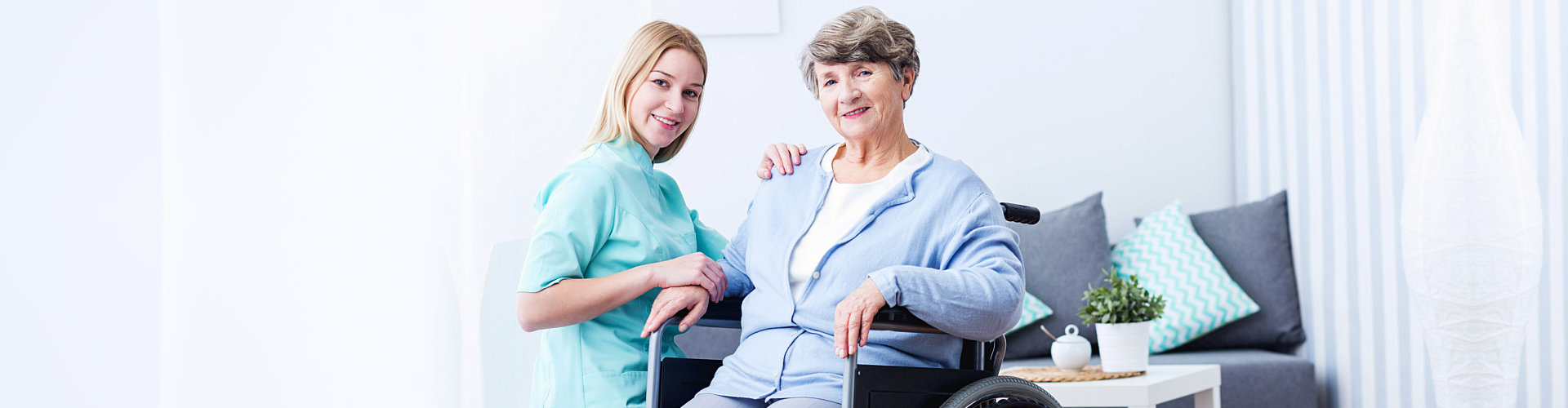 a female nurse with an elderly woman